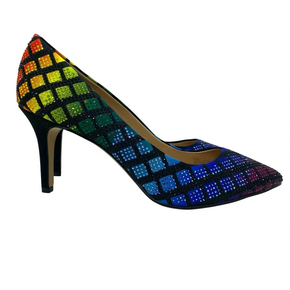 INC International Concepts Zitah Rainbow Rhinestone Heels New Size 9 Pumps